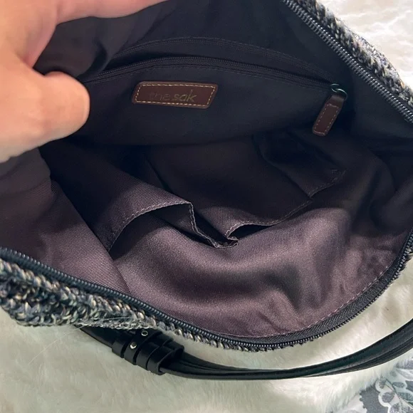 The Sak Black Knit Crochet Shoulder Bag With Charms Resort Purse - Picture 7 of 10